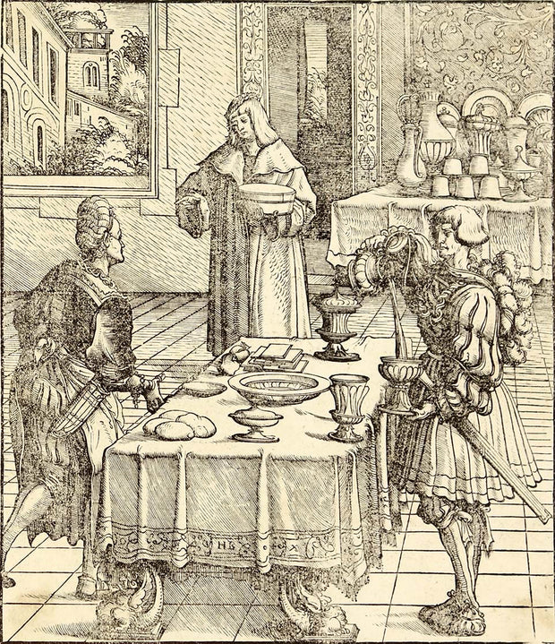 Setting the Table (Illustration for Der Weisskönig) by Hans Burgkmair - Davidson Galleries