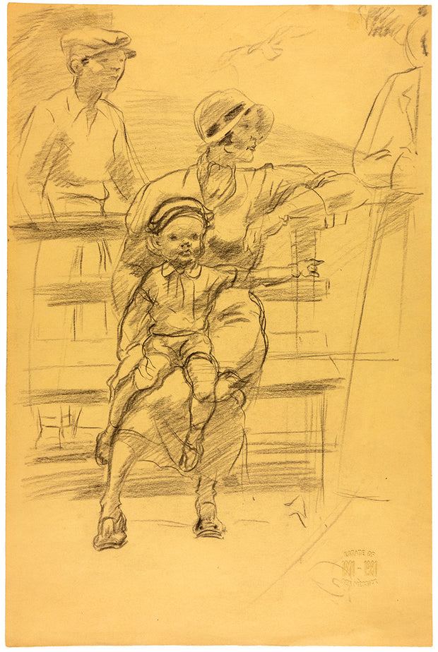 Mother and Child on a Bench by Benjamin Messick - Davidson Galleries