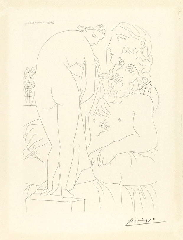 Le Repos du Sculpteur devant un nu à la Draperie (Reclining Sculptor in Front of Draped Nude) by Pablo Picasso - Davidson Galleries