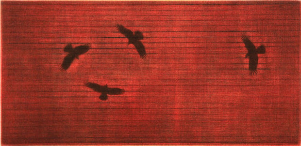 Hawks in a Red Sky by Seiichi Hiroshima - Davidson Galleries