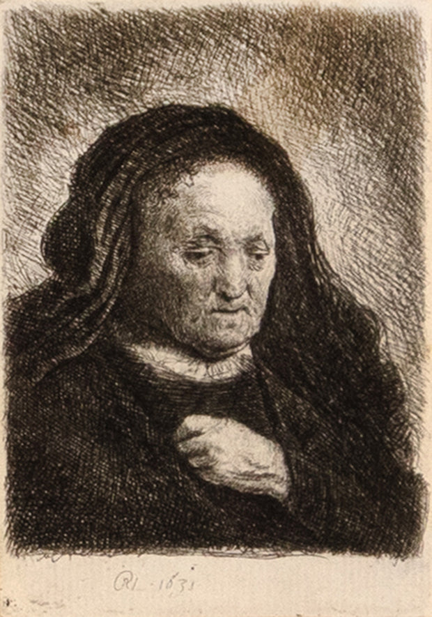 The Artist's Mother with Her Hand on Her Chest by Rembrandt Van Rijn - Davidson Galleries