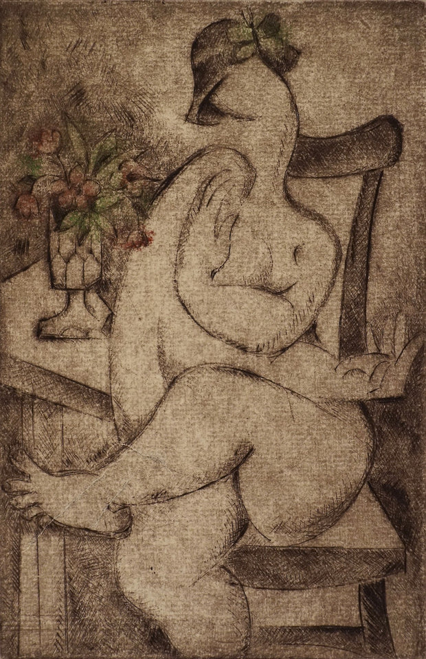 Nude with Flower (Ex Libris) by Alena Antonova - Davidson Galleries