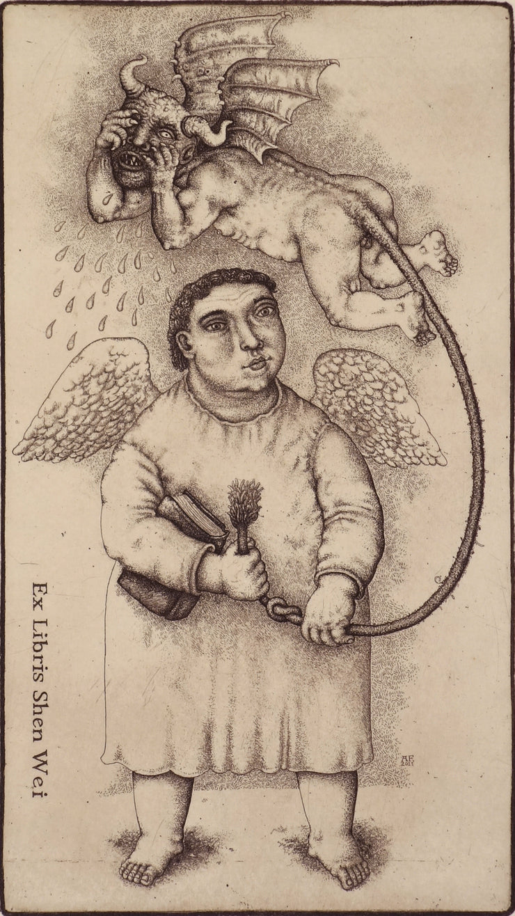 Angel with Flying Devil (Ex Libris for Shen Wei) by Oleksiy Fedorenko - Davidson Galleries
