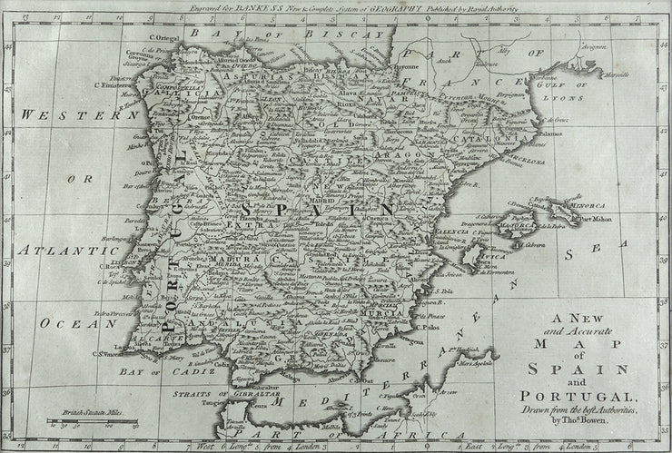 A New And Accurate Map Of Spain and Portugal by Maps, Views, and Charts - Davidson Galleries