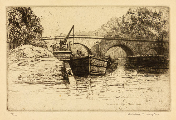 Péniches et le Pont Marie, Paris by Caroline Armington - Davidson Galleries