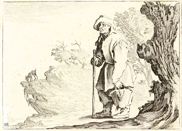 Peasant With Walking Stick and Basket by Jacques Callot - Davidson Galleries