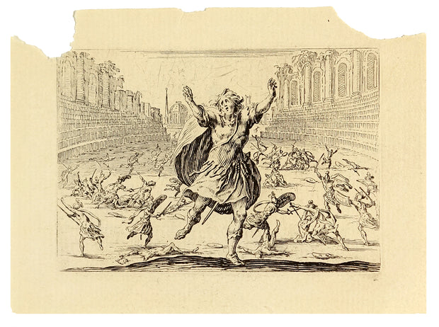 Combat Gladiators in the Ruins of an Amphitheater by Jacques Callot - Davidson Galleries