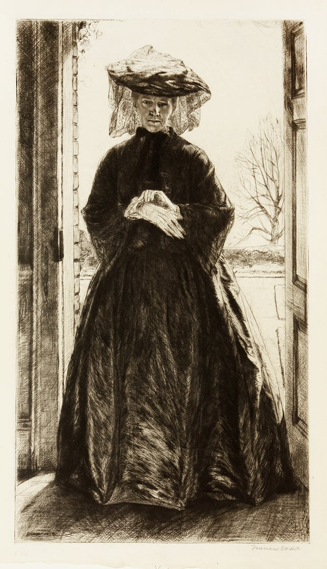 The Garden Door (portrait of Isabel Dacre in mourning dress) by Francis Edgar Dodd - Davidson Galleries