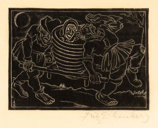 Untitled Illustration (People Carrying a Basket) by Fritz Eichenberg - Davidson Galleries