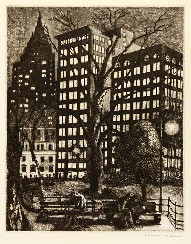 City Lights (Madison Square Park, NY) by Ernest Fiene - Davidson Galleries