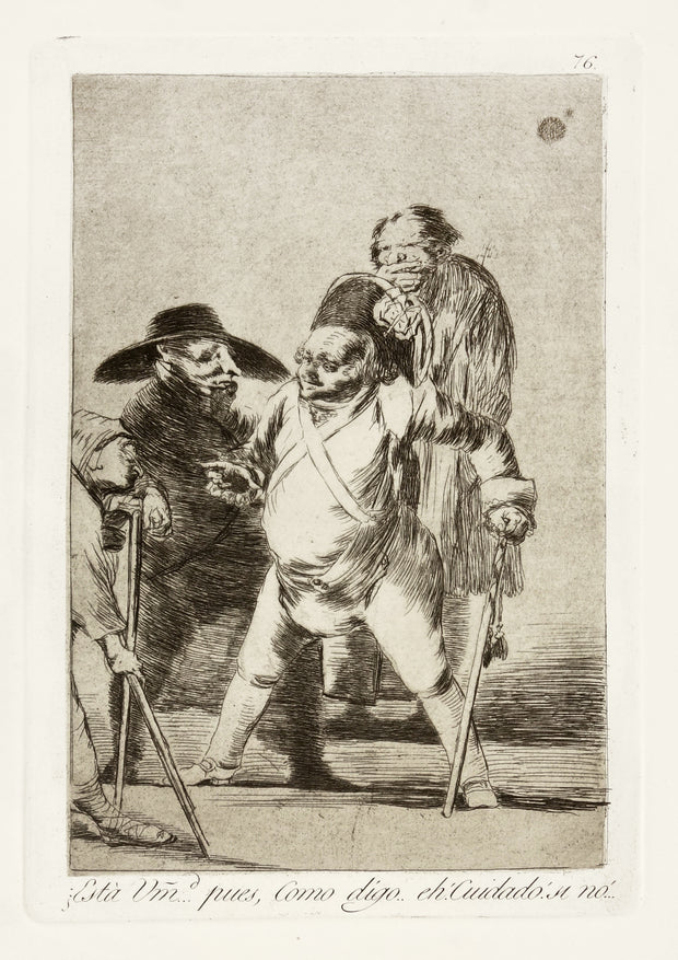 Plate 76 for Los Caprichos. "¿Està Umd...pues, Como digo..eh! Cuidado! si no..." by Francisco Goya - Davidson Galleries