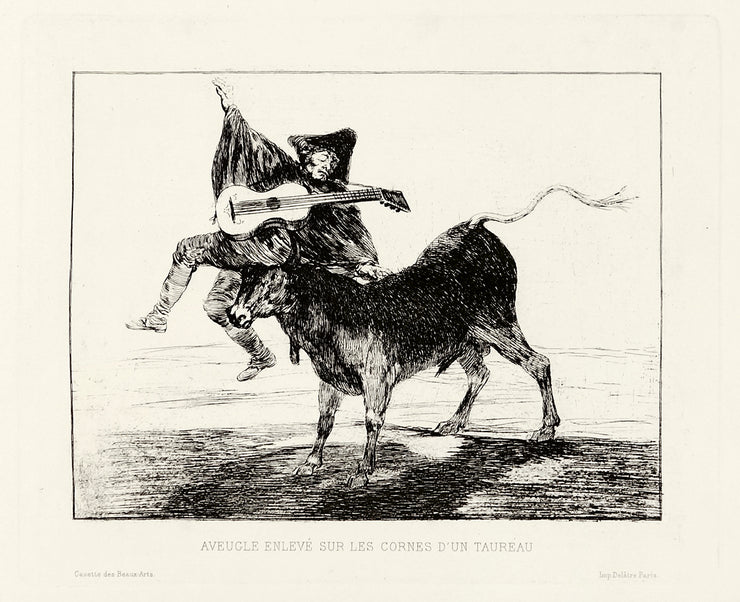 Aveugle Enlevé sur les Cornes d'un Taureau (Blind Man Tossed on the Horns of a Bull) by Francisco Goya - Davidson Galleries