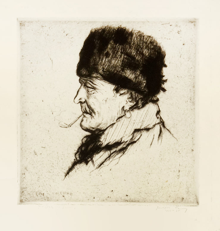 Head of an Old Volendam Sailor with Fur Hat by Joseph Gray - Davidson Galleries