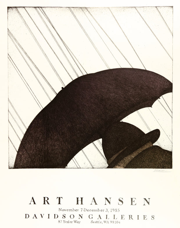 Art Hansen Man in Rain Poster by Art Hansen - Davidson Galleries