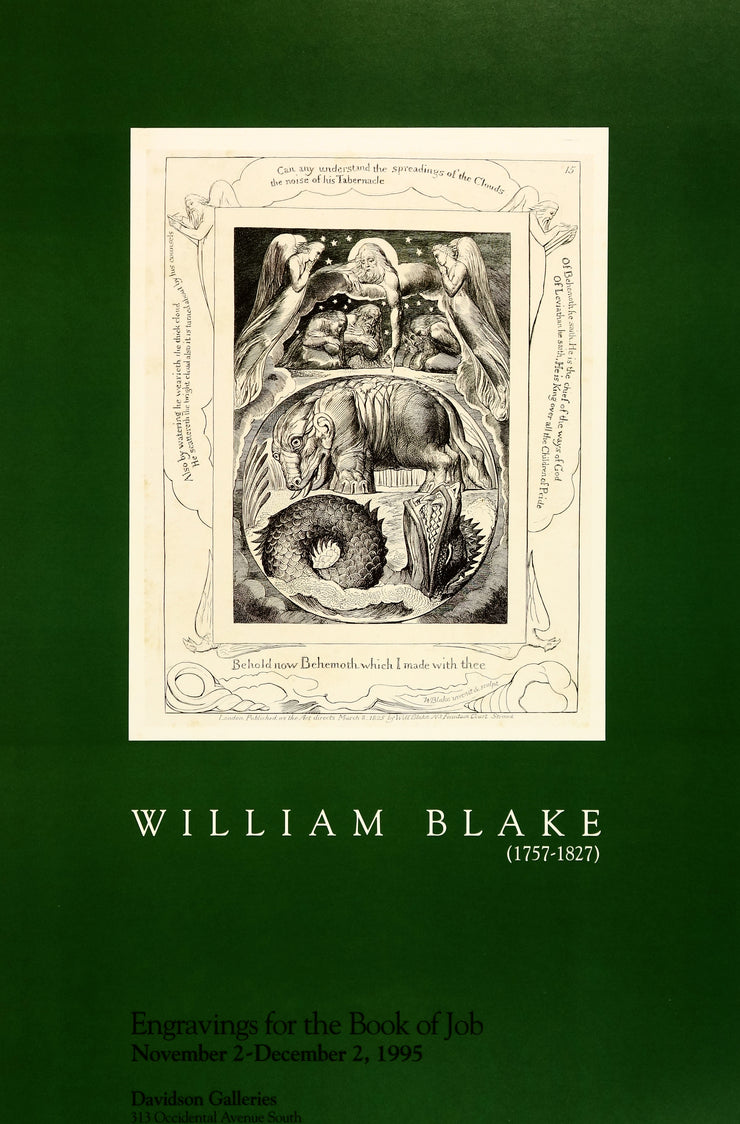 Engravings for the Book of Job Poster (Green Background) by William Blake - Davidson Galleries