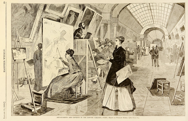 Art Students and Copyists in the Louvre Gallery, Paris by Winslow Homer - Davidson Galleries