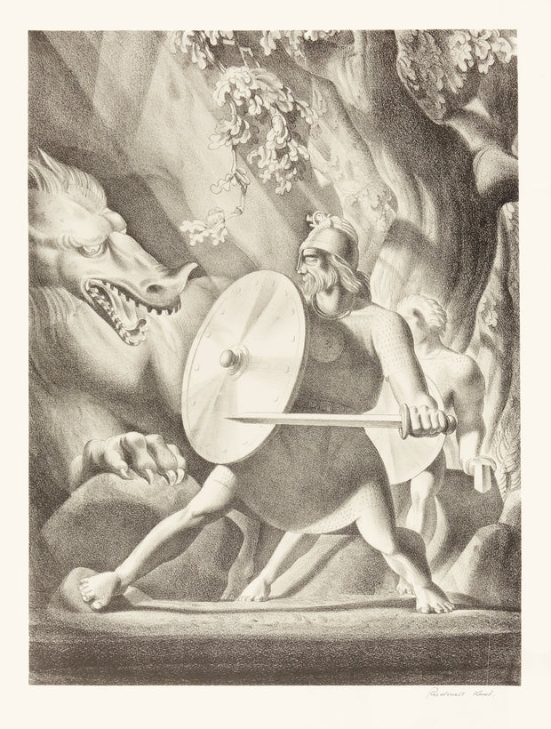 Beowulf and the Dragon by Rockwell Kent - Davidson Galleries