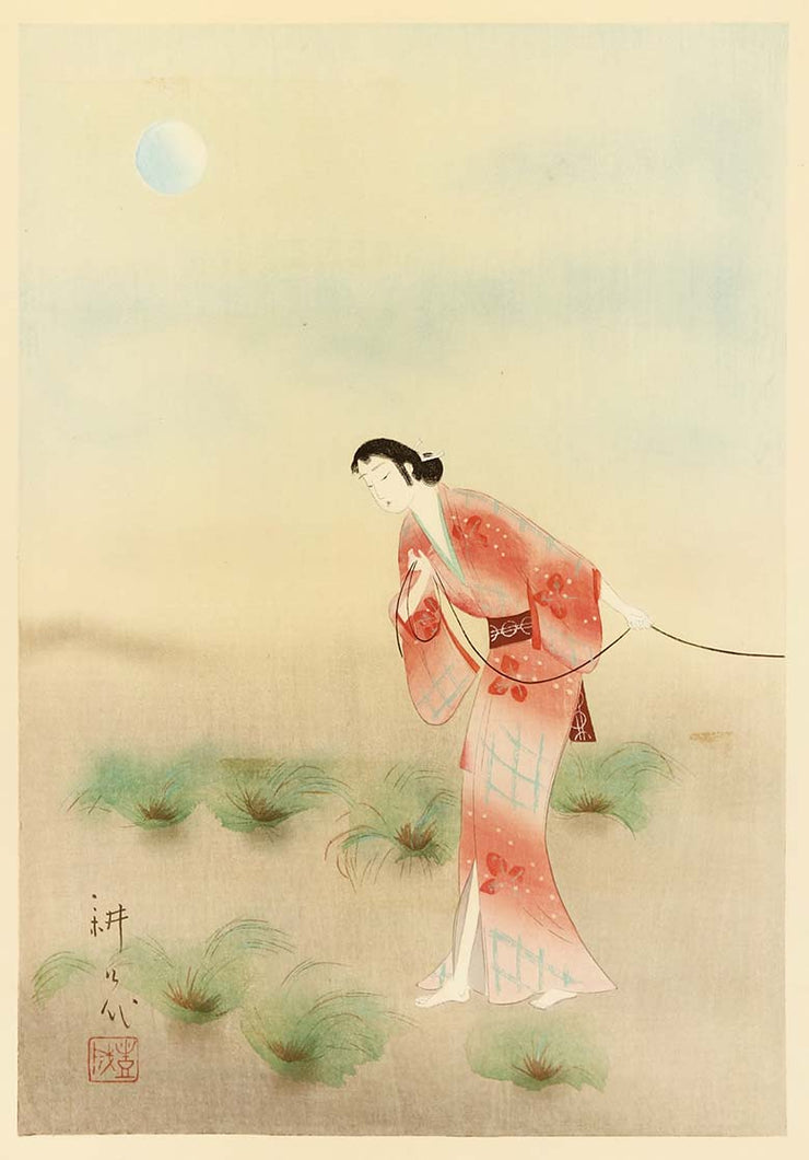 Woman Pulling a String by Yamamura Koka (Toyonari) - Davidson Galleries