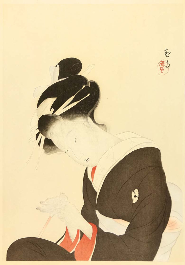 Woman in a Black Kimono by Endo Kyozo - Davidson Galleries
