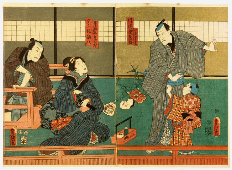 Kabuki Scene with A Child by Kunisada Utagawa as Toyokuni III - Davidson Galleries