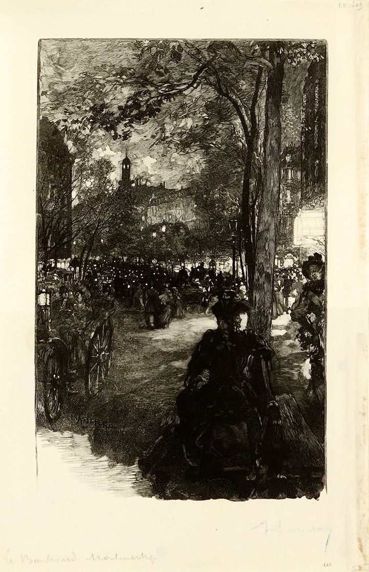 Le Boulevard Montmartre (at Night) by Auguste-Louis Lepère - Davidson Galleries
