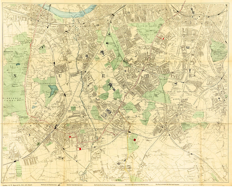 Bacon's New Large Scale plan of Wimbledon by Maps, Views, and Charts - Davidson Galleries