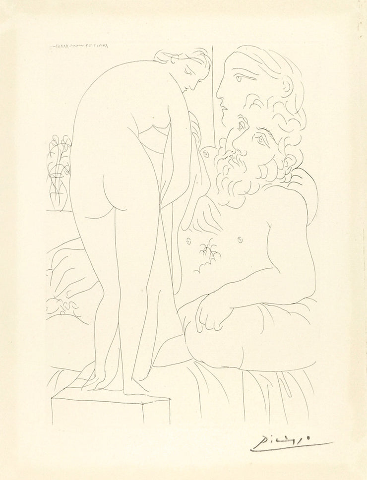 Le Repos du Sculpteur devant un nu à la Draperie (Reclining Sculptor in Front of Draped Nude) by Pablo Picasso - Davidson Galleries