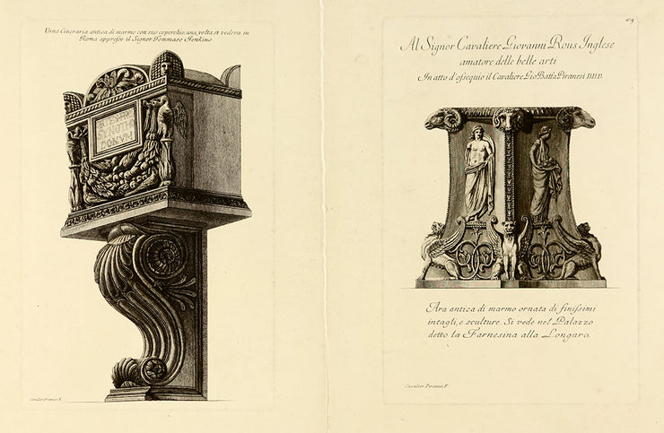 Marble Altar Decorated with Friezes in Relief and Supported by Chimeras at the Base by Giovanni Battista Piranesi - Davidson Galleries