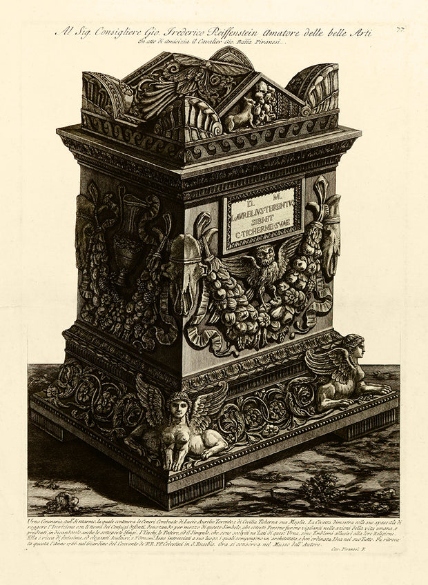 Funerary Urn of Lucius Aurelius Terentus and His Wife Cecilia Ticherna by Giovanni Battista Piranesi - Davidson Galleries