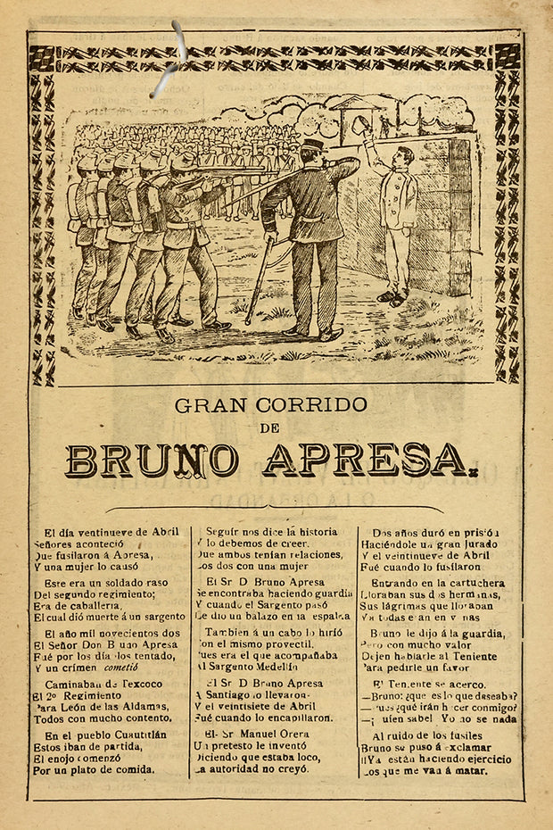 Broadside "Gran Corrido de Bruno Apresa" by José Guadalupe Posada - Davidson Galleries