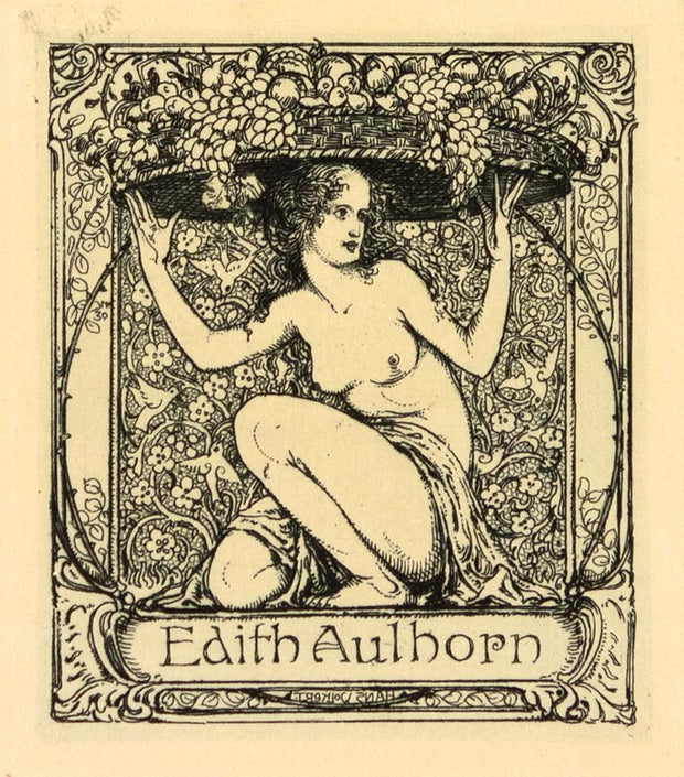 Woman with Basket of Fruit (Ex Libris for Edith Aulhorn) by Hans Volkert - Davidson Galleries