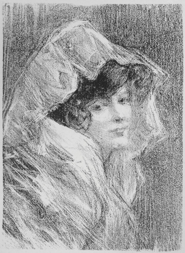Petite Tete Mantille (Little lace head scarf), Invitation, Nana by Albert de Belleroche - Davidson Galleries