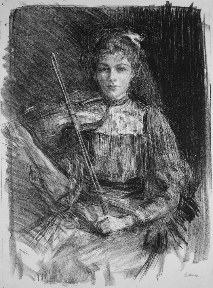 Miss Madeleine King with violin by Albert de Belleroche - Davidson Galleries
