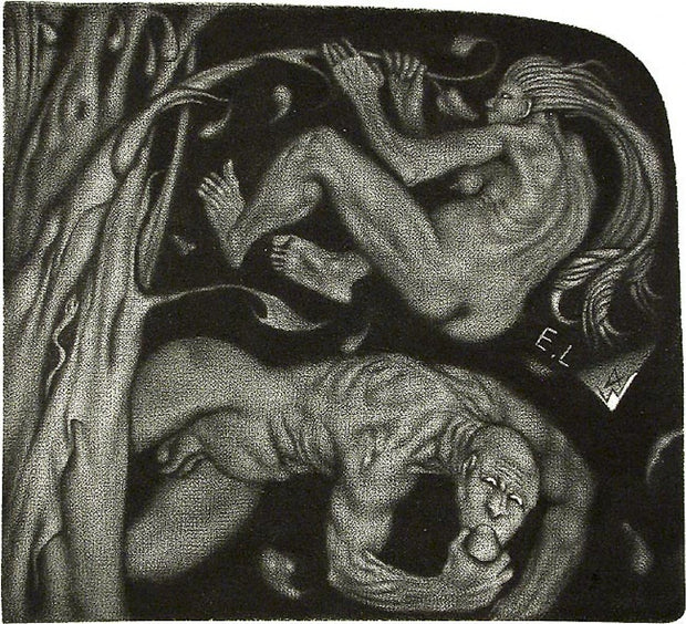 Adam and Eve (Ex Libris) by Yuri Borovitsky - Davidson Galleries