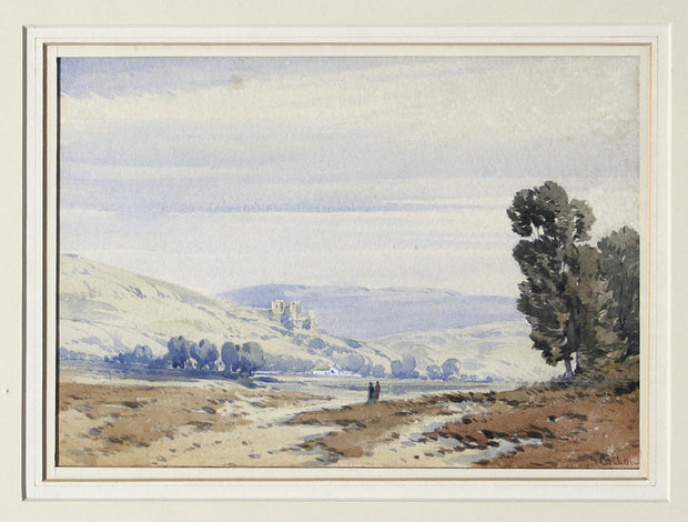 Two Figures Viewing Landscape by John Callow, O.W. - Davidson Galleries
