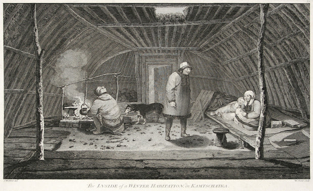 The Inside of a Winter Habitation, in Kamtschatka by The Voyages of Captain Cook - Davidson Galleries