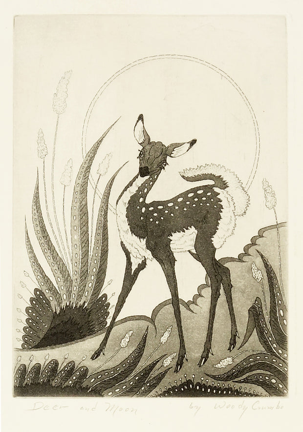 Deer and Moon by Woody Crumbo - Davidson Galleries