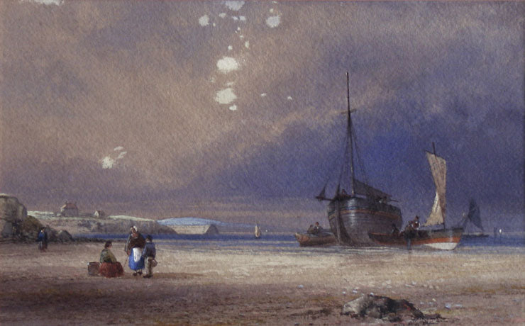Beach Scene with Boats by Edward Duncan, R.W.S. - Davidson Galleries
