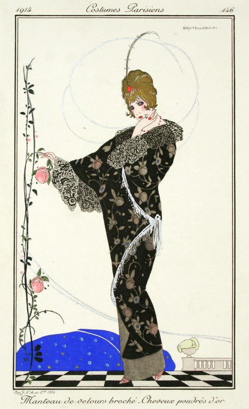 Plate 146. Manteau De Velours Broché - Cheveux Poudrés D'or by Umberto Brunelleschi - Davidson Galleries