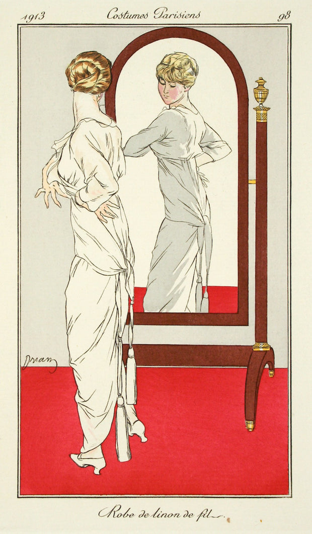 Plate 98. Robe De Linon De Fil (Linen Thread Dress) by Etienne Drian - Davidson Galleries