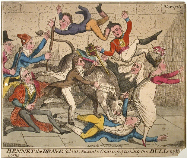 Bennet the Brave (Alias Absolute Courage) Taking the Bull by the Horns by George Cruikshank - Davidson Galleries