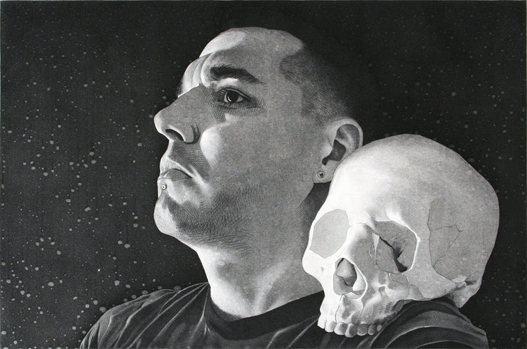 Self Portrait with Skull on Shoulder by Ben Moreau - Davidson Galleries