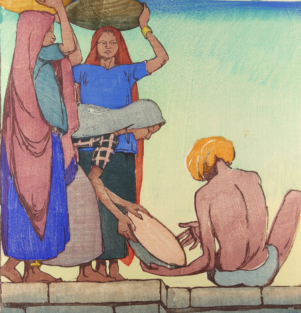 Turbaned Man, Three Women with Baskets by Mable A. Royds - Davidson Galleries