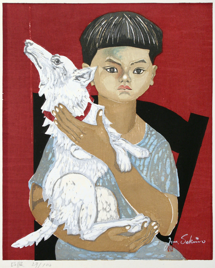 Boy with Dog by Jun'ichiro Sekino - Davidson Galleries