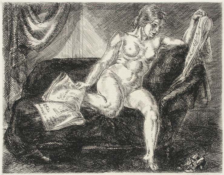 Nude and Newspapers by John Sloan - Davidson Galleries