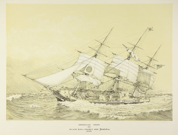 American Ships XIV (Black Ball Packet Ship Yorkshire, 1846) by George C. Wales - Davidson Galleries